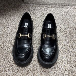 Steve Madden Black Loafers with horsebit buckle